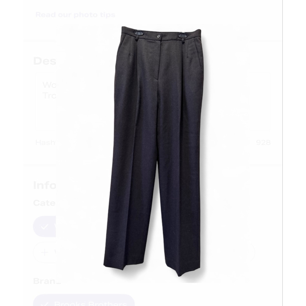 Women's VTG Brooks 346 Brown 100% Wool Trousers High Waist Dressy Sz 10